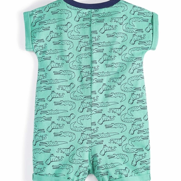 First Impressions Baby Boy Green Animal Print Romper -  One-Piece Outfit… - Picture 3 of 4